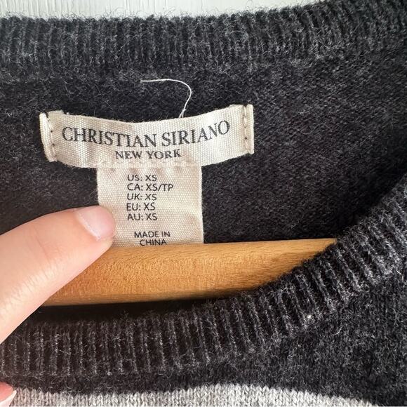 Christian Siriano Merino Alpaca Black & Grey Crew neck Sweater XS - Picture 2 of 5